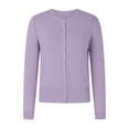 thumbnail image 4 of HBFAGFB Cardigan pour Femmes Col Rond Boucle Tricoté Chandail Polyvalent Vestes à Manches Longues Violet Taille TTG, 4 of 5