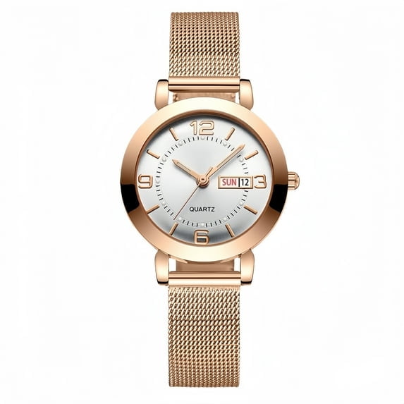 Women's Watch with Stainless Steel Strap, Calendar and Luminous Light