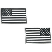 USA American 3D Metal Flag x2 emblem for Cars Trucks (Black & Chrome)
