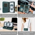 thumbnail image 5 of ELEHOLD Crossbody Wallet Case for Samsung Galaxy A17 5G, Shockproof Heavy Duty Luxury PU Leather Flip RFID Blocking Card Slots Shock-Absorbent Protective Cover with Shoulder Strap ,Green, 5 of 8