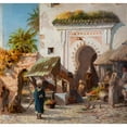 thumbnail image 2 of Frederick Henry Howard Harris 13x12 Gold Ornate Wood Frame and Double Matted Museum Art Print Titled - At Tangier (1880), 2 of 4