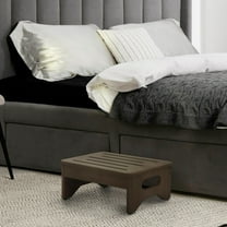 Wooden Step Stool for Adults & Kids, Non-Slip Rubber Feet, 6.5 Inch High, Lightweight Small Step, 400 Lbs Capacity, Bed Step Stool for High Bed, Bathroom & Kitchen, Walnut