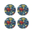 thumbnail image 1 of Vsdgher Vehicles Cartoon with Funny Drivers Print Leather Coasters for Drinks, Durable Drink Coasters 4 Set for Tabletop Protection, Luxurious Home Décor and Housewarming Gift-Round Shape, 1 of 6