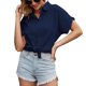 thumbnail image 2 of Turn Down Collar Button Top Casual Camisa de manga corta Algodón Color puro Elegante Transpirable para el trabajo de oficina ANGGREK Otros, 2 of 5