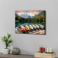 thumbnail image 5 of Lake Canvas Wall Art Mountain Skyline Boat Picture Wall Decor Nature Landscape Painting for Living Room Bedroom Bathroom Home Decorations National Park Photography Colorful Modern Framed 12x16", 5 of 6