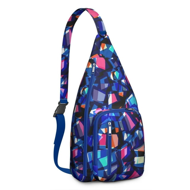 Aesthetic Sling Backpack - Fashion Forward Colorful Abstract Print Crossbody Bag, Multi-Pocket Organization