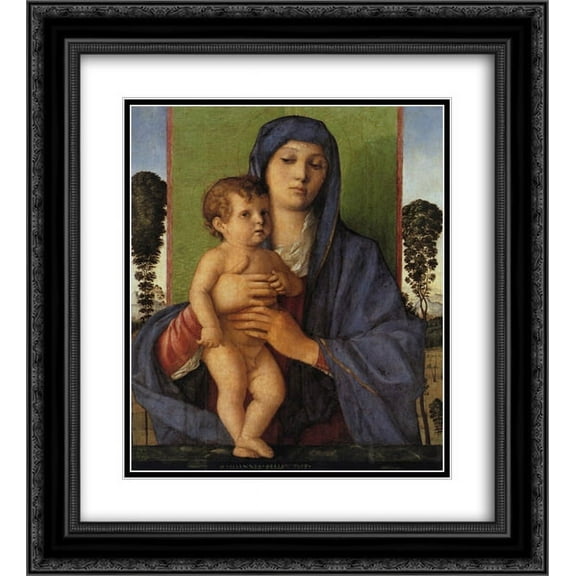Giovanni Bellini 2x Matted 20x24 Black Ornate Framed Art Print 'Madonna degli Alberetti'