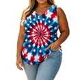 thumbnail image 6 of Crgrtght Plus Size Tank Tops for Women Tie Dye V Neck Sleeveless Graphic Casual Holiday Beach Summer Loose Flowy Blouse, Blue XXL, 6 of 7