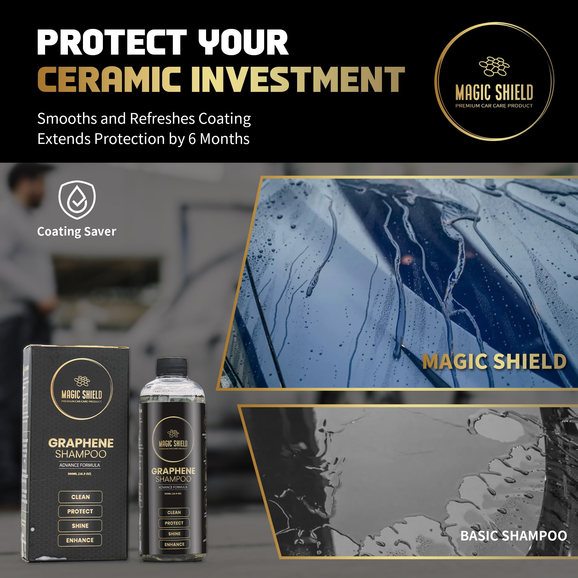 Magic Shield Graphene Shampoo – pH Neutral Car Wash | Advanced Hydrophobic & SiO2 Protection
