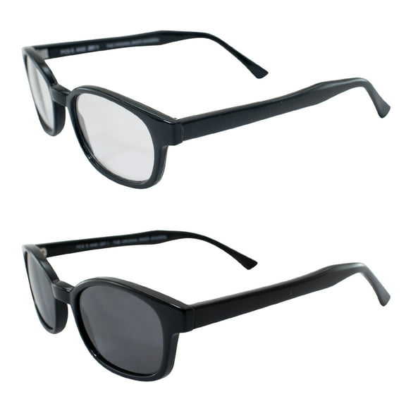 Pacific Coast Sunglasses Original KD's Biker Sunglasses 2-pack Clear and Smoke Lenses
