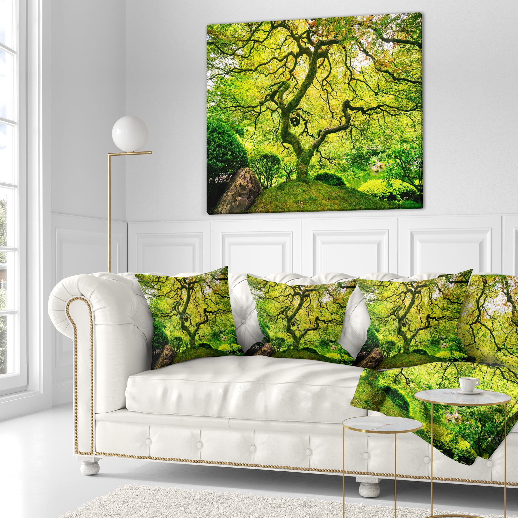 Designart Amazing Green Tree - Photography Throw Pillow - 16x16