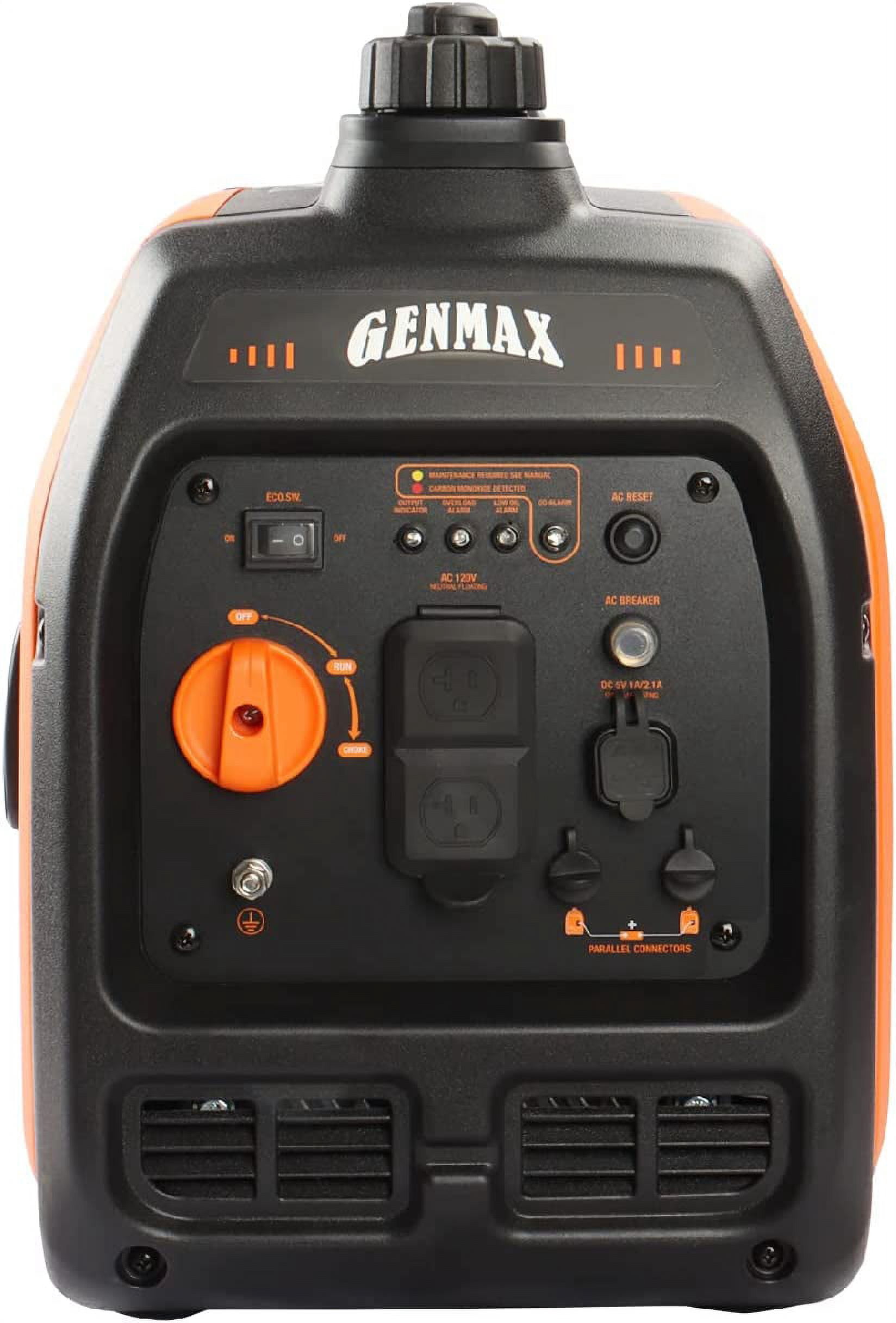 GENMAX Portable Inverter Generator，2200W ultra-quiet gas engine, EPA Compliant, Eco-Mode Feature, Ultra Lightweight for Backup Home Use & Camping GM2200i)