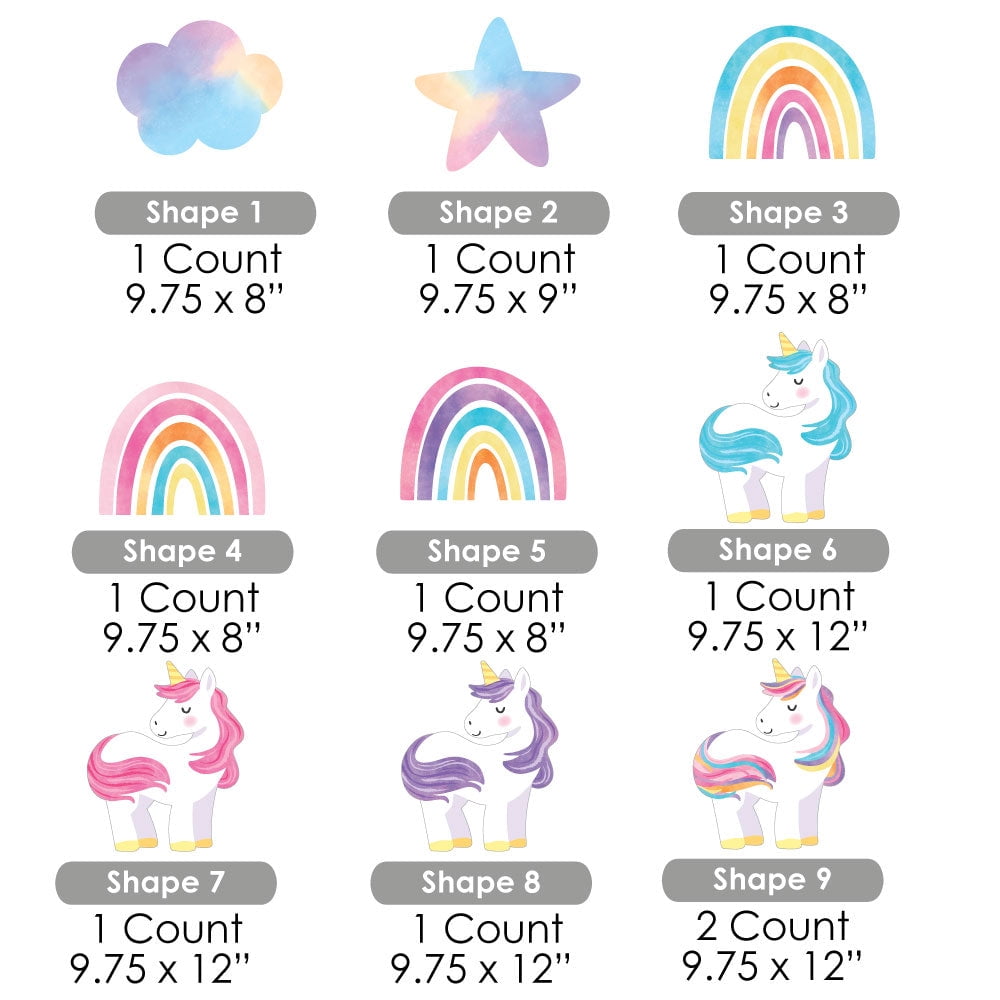 Big Dot of Happiness Unicorn Outdoor Decorations, Rainbow Birthday Party Lawn Ornaments, Unicorn Yard Signs with Stakes - 10 Piece Set