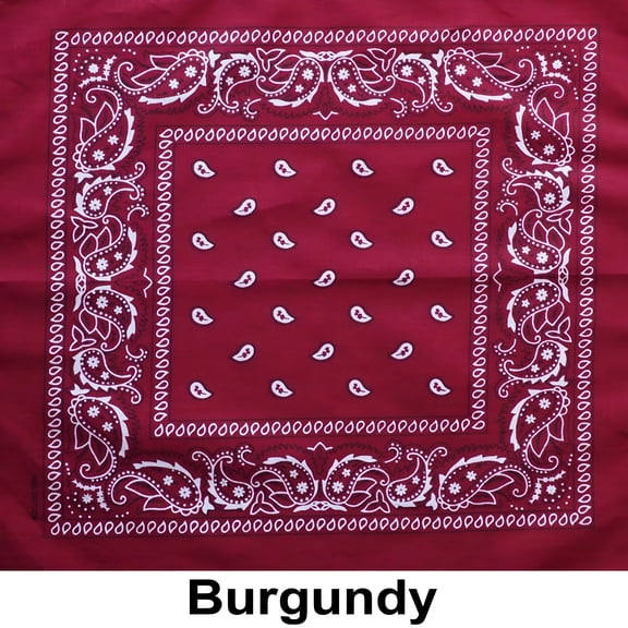 TELOLY 2026 New Burgundy Print Paisley Designs Cotton Bandana for Casual, Outdoor, Sports, Travel, Fashion (22 Inches X 22 Inches)