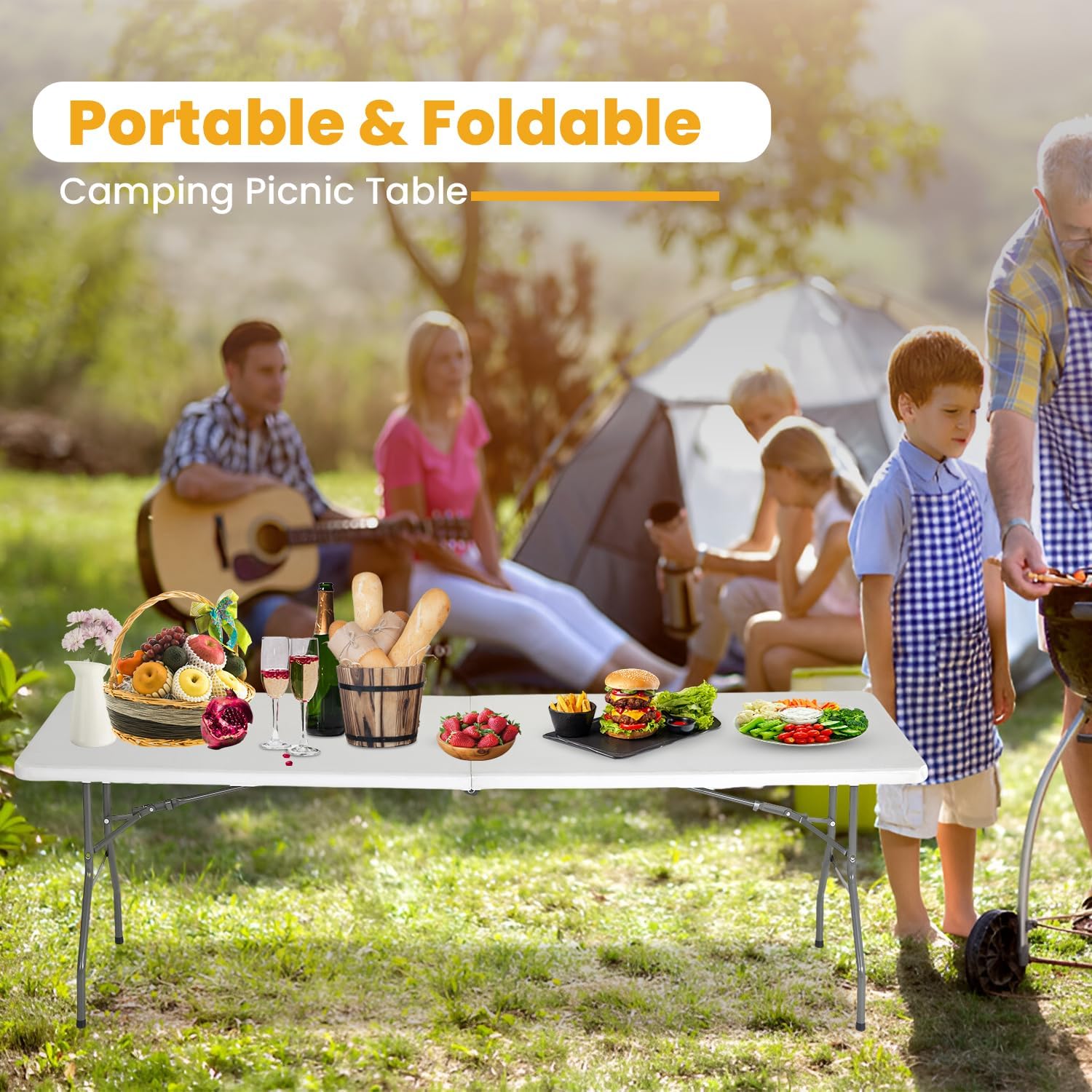 FDW 6 ft. Folding Camping Table, White photo 3