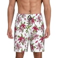 thumbnail image 3 of Lsque Lilies Flowers Mens Sleep Pajama Shorts,Short Pajama Pants, Cotton Ultra-Soft Knit-Small, 3 of 9