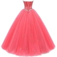 thumbnail image 4 of Likedpage Vestido de fiesta con forma de corazón para mujer, vestidos de quinceañera de tul, vestido de fiesta (US10, azul real) A A, 4 of 5