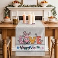 thumbnail image 2 of Table Runner 120 Inches Long for Kitchen Dining, Spring Easter Dresser Scarf Farmhouse, Dining Table Decorations for Wedding/Parties, Colorful Gnomes Rabbits Eggs Flowers Love Beige 13 x 120 In, 2 of 8