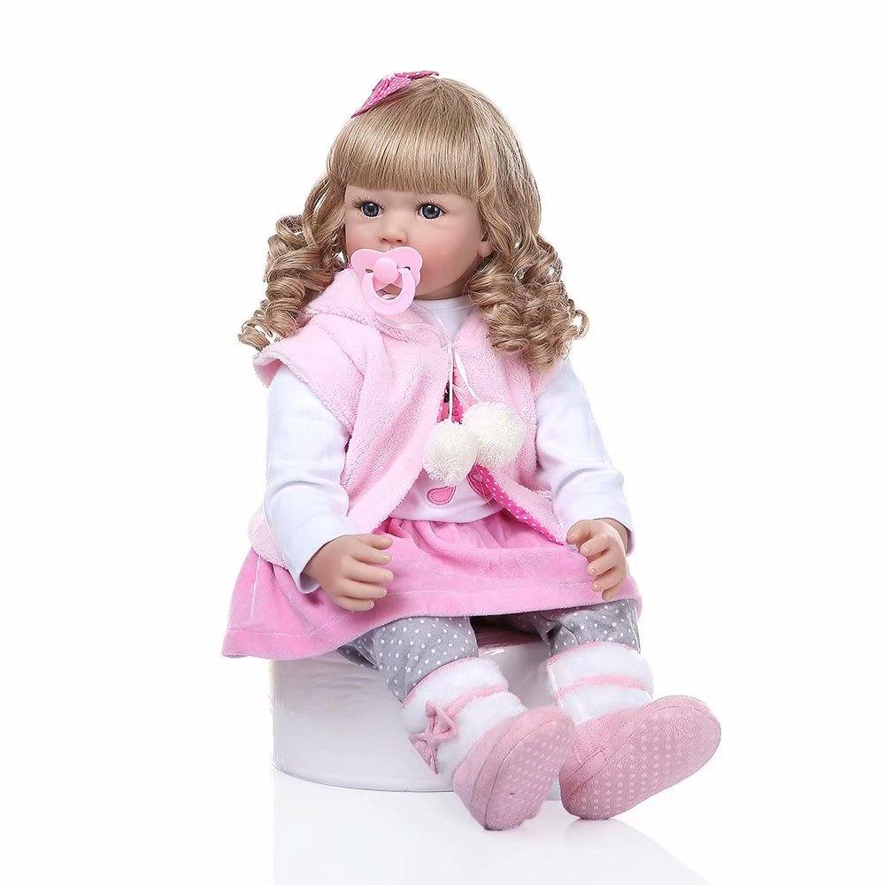 Toddler Reborn Baby Girl Real Look Dolls Golden Hair Silicone Kids in Outfit 24/"