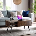 thumbnail image 1 of Mesa de Café Elevable MDF Color Negro con Almacenamiento Interno, Mesa de Centro marron M, 1 of 9