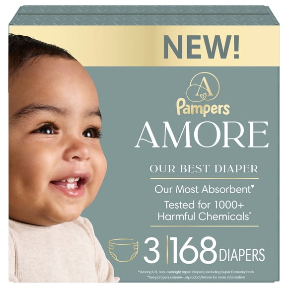 NEW Pampers AMORE, Size 3, lbs (13-26 lbs), 168 Count, Our Best Diaper
