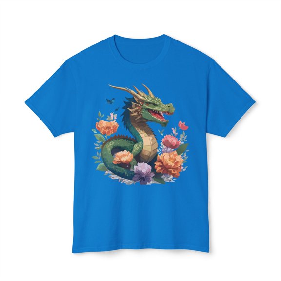 Dragon T-Shirt, Vintage Dragon Tee, Floral Tees, Dragon Art Design Shirt, Tee Shirt with Dragon 6