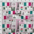 thumbnail image 4 of oneOone Viscose Chiffon Teal Green Fabric Paris Postcard Quilting Supplies Print Sewing Fabric By The Yard 42 Inch Wide, 4 of 6