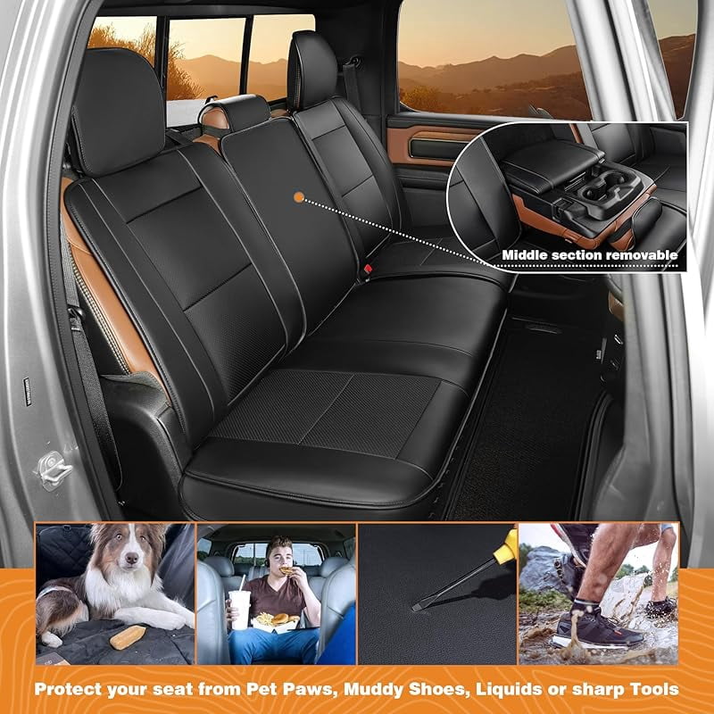Seat Covers for 2007-2013 & 2019-2025 Chevy Silverado/GMC Sierra 1500 Crew Cab & 2020-2025 Chevrolet/GMC 2500HD/3500HD|Full Set for Truck |Front & Rear, Black