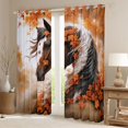 thumbnail image 2 of Feelyou Rustic Horse Teens Black Out Curtains, Orange Fall Leaves Plant Curtains Pack of 2 (42x63 Each), Kawaii Farm Animal Theme Bedroom Curtains, Window Curtains Home Decor, 2 of 6