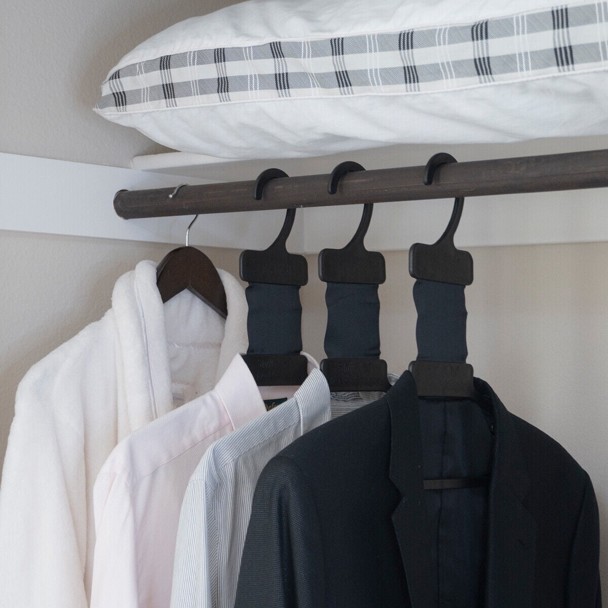 3 Pack StowNGo Black Folding Travel Hangers Maximize Storage Space in