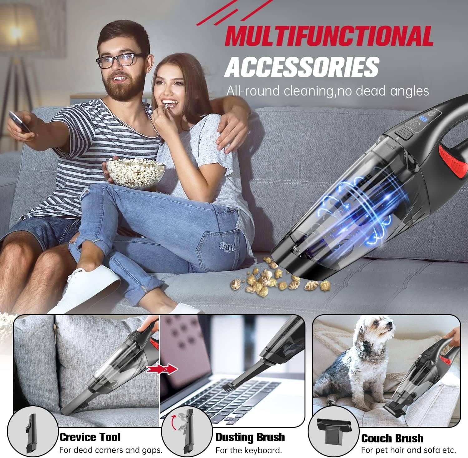 IMINSO Handheld Vacuum Cordless Hand Vacuum with 9000PA/LED, Dust Busters  Vacuum Cordless Rechargeable Car Vacuum Portable Mini Vacuum, Lightweight