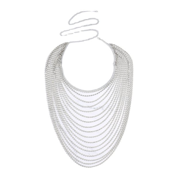 1pcs (astilla) tienda de noche Accesorios falda de diamantes de imitación Cadena del cuerpo Cadena de cintura de diamantes de imitación Plata, Cadena de bikini de playa en capas de cristal, Joyería del cuerpo de cadena Sincero Electrónica