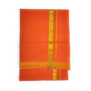 Men's Lungi Sarong Orange Pure Cotton Shower Wrap Beach Wear Sarong Mundhu