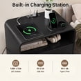 thumbnail image 6 of Hiaso 2 Drawers Nightstand with Charging Station, Small Sofa Table with Storage Open Shelf, Wooden Storage Cabinet for Living Room, Black Finish, 6 of 7