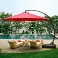 thumbnail image 4 of Yangming 12 FT Curvy Aluminum Patio Umbrella Offset Umbrella, Patio Cantilever Umbrella with Base,Red, 4 of 7