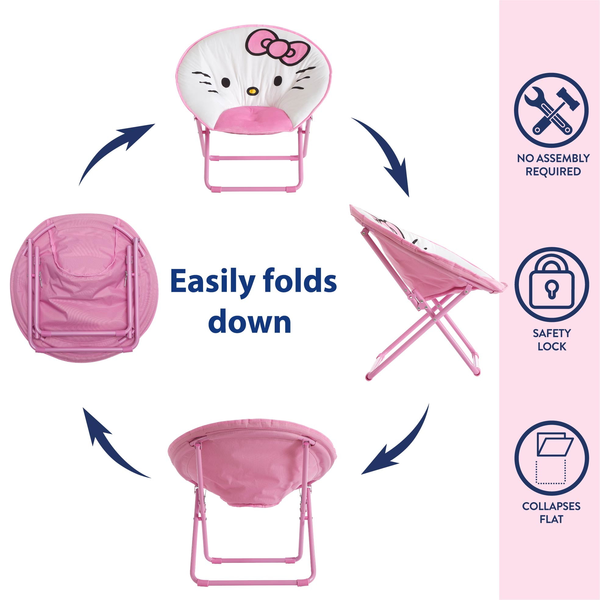 Hello Kitty 23" Kids' Saucer Chair, White/Pink