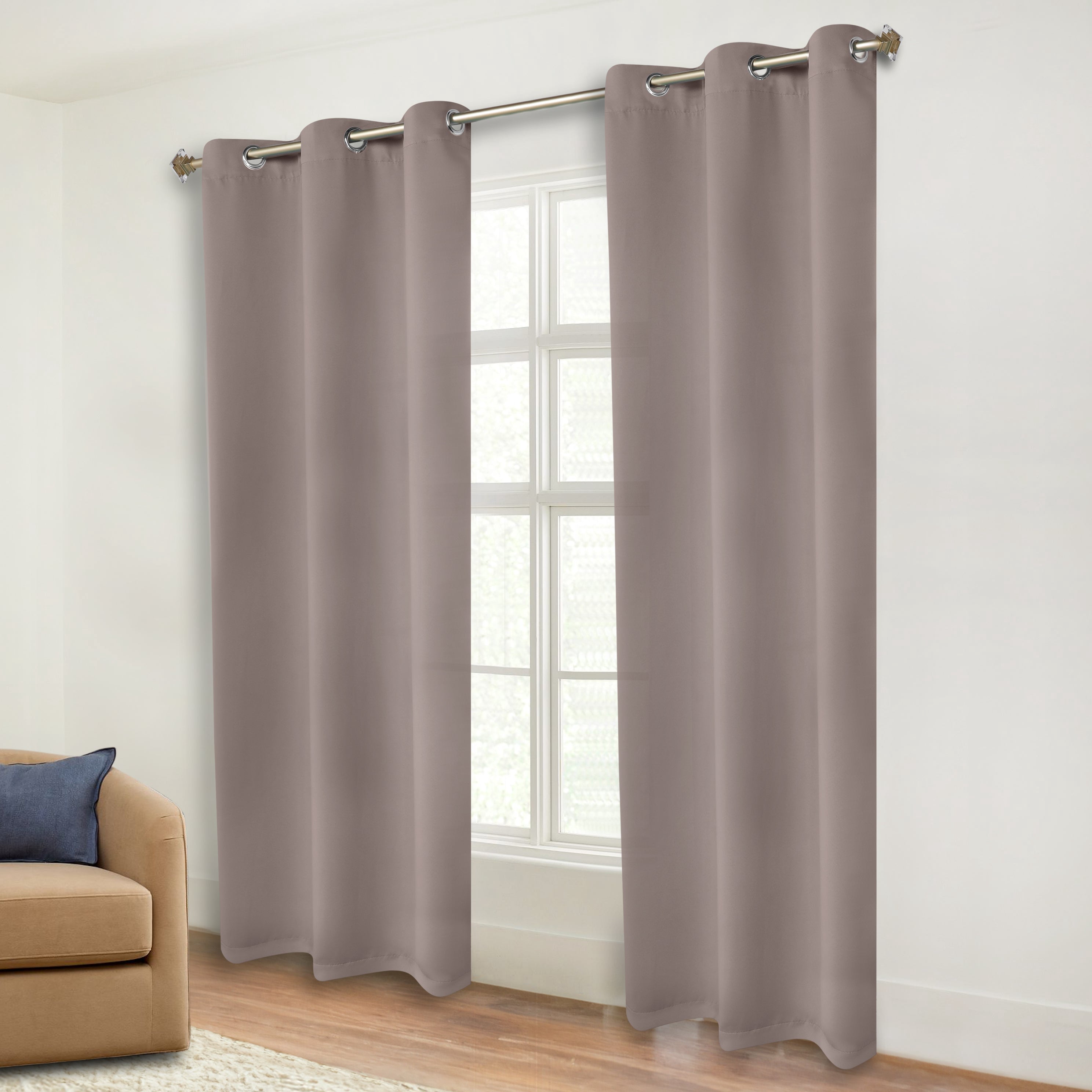 Superior Blackout Solid Light Filtering Grommet Curtain Panel Set, 46" x 84", Taupe