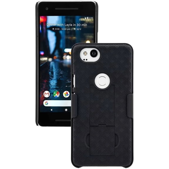 For Google Pixel 2 Shell Holster Combo Case - Black