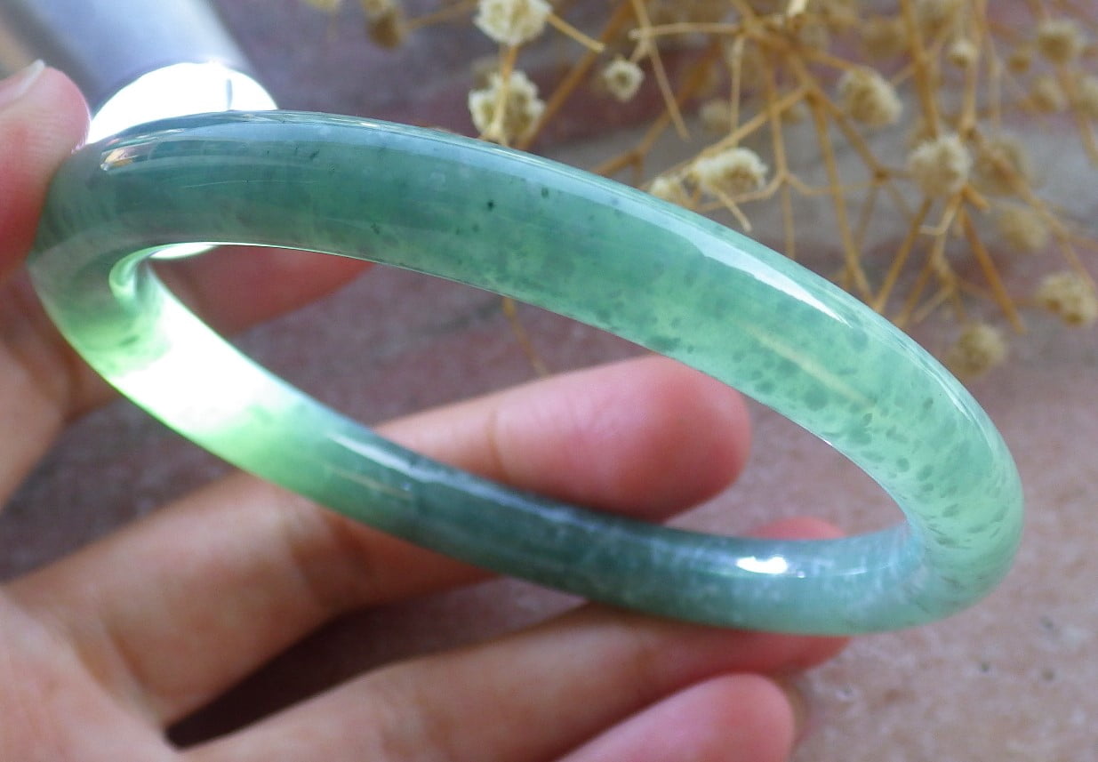 Icy Green Natural A JADE Jadeite Circle Bangle Bracelet 57 mm 683853 TN