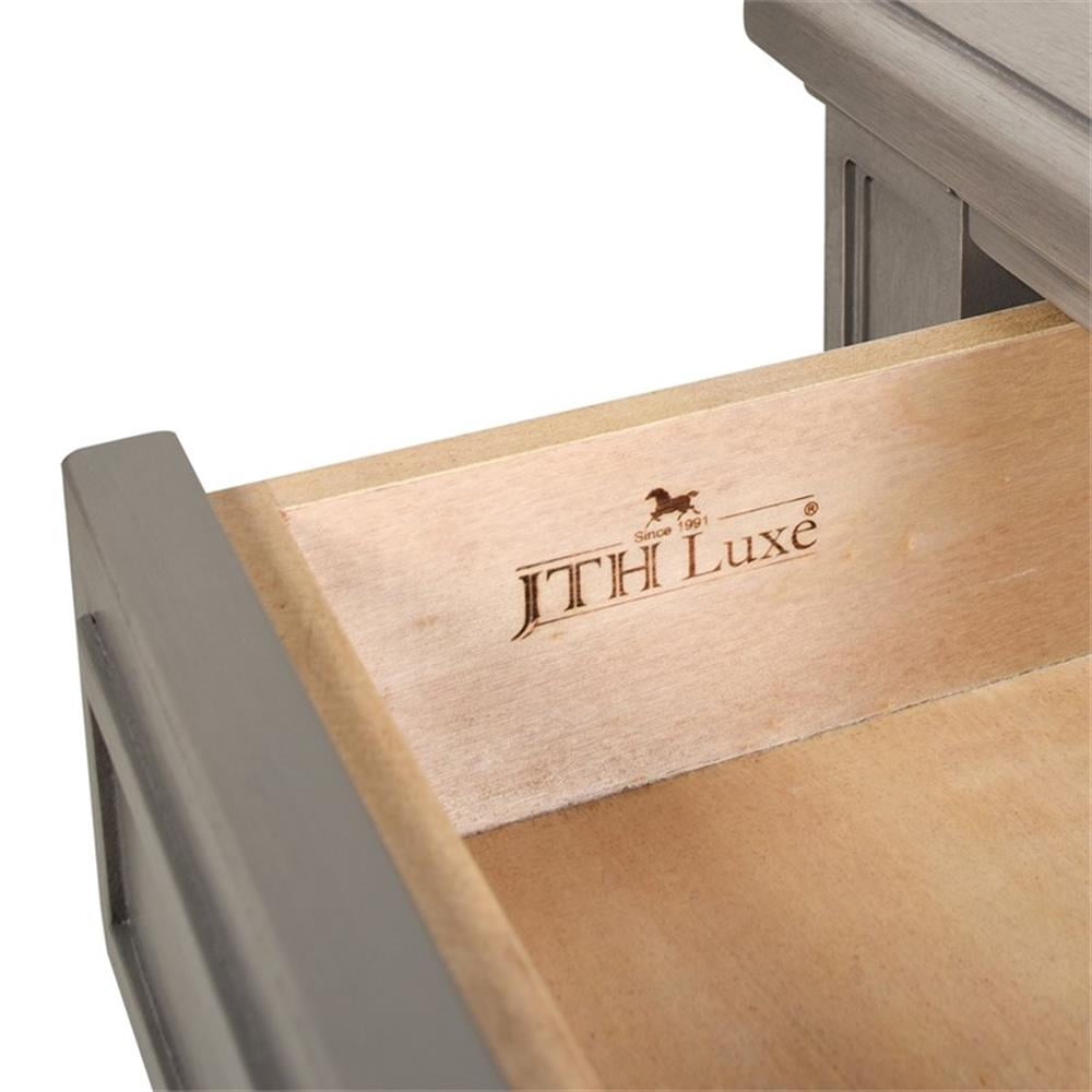 Jennifer Taylor Home Dauphin Gold Accent 5-Drawer Wood Executive Desk Grey Cashmere Rubber Wood & Veneer