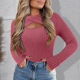 thumbnail image 2 of Ediodpoh Women's 2025 Pullover Sweaters Long Sleeve Cutout Knit Lightweight Crew Neck Fall Tops S Xxl Knit Tops for Women Hot Pink, 2 of 4