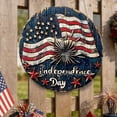 thumbnail image 3 of Wooden Patriotic Hanging Decor for Independence Day, Round American Flag Wall Sign for Home Porch, Festival Celebration Board, 3 of 6
