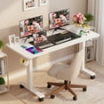 thumbnail image 4 of Legooin Electric Standing Desk Gaming Desk with Wheels 63"W x 24"D Height Adjustable 28"-46" Mobile Workstation for Multi Monitors, White, 4 of 10