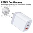 thumbnail image 3 of USB C Block,2PCS ABCPOW 20W PD Type C Charger Block QC3.0 Dual USB Wall Charger Adapter Plug USB C Brick Power Delivery Fast Charge Quick Charging Charger Block,White, 3 of 5