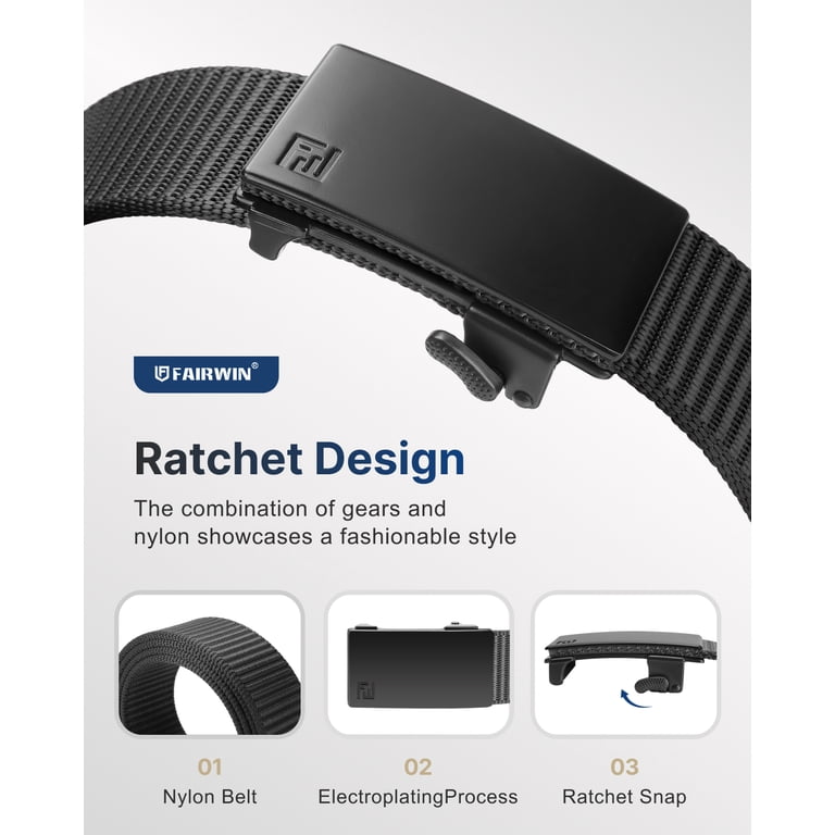 Fairwin Ratchet Belt for Men, Nylon Automatic Buckle photo 2