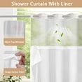 thumbnail image 7 of No Hook Shower Curtain with Snap in Liner Set Cotton and Linen Blend Shower Curtain for Bathroom Boho Farmhouse Beige Striped 75" L x 72" W, 7 of 7