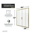 thumbnail image 5 of ANZZI Framed Sliding Shower Glass Door Enchant Series 70 x 60.4 in. Brushed Gold, 5 of 9