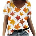 thumbnail image 2 of Styesk T-Shirts pour Femmes Mode Été Imprimé Col T-Shirt Manches Courtes Blouse Décontractée, 2 of 4