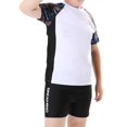 thumbnail image 3 of Toimothcn Kids Boys Swimsuit Short Sleeve Oversized Patchwork Color Compression 2 Peice Bathing Suit Quickly Dry Soft Swimwear Suitable For Beach, 3 of 7