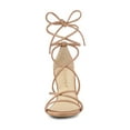 thumbnail image 2 of BLISSFUL STEP Mother's Day Women's Shoes Open Toe Lace Up Block Heel Strappy Heels Nude 7.5, 2 of 8
